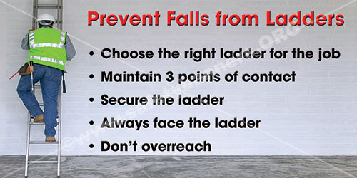 Prevent Falls from ladders ladder safety banner item 1381