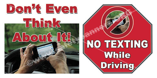 No texting while driving workplace safety banner