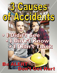 Three Causes of Accidents Workplace Safety Poster item 1025