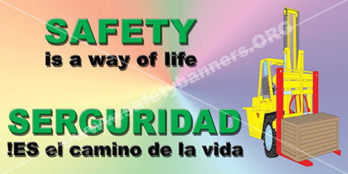 2008 Spahish forklift safety, Spanish Safety Banner, Bilingual Safety Banner